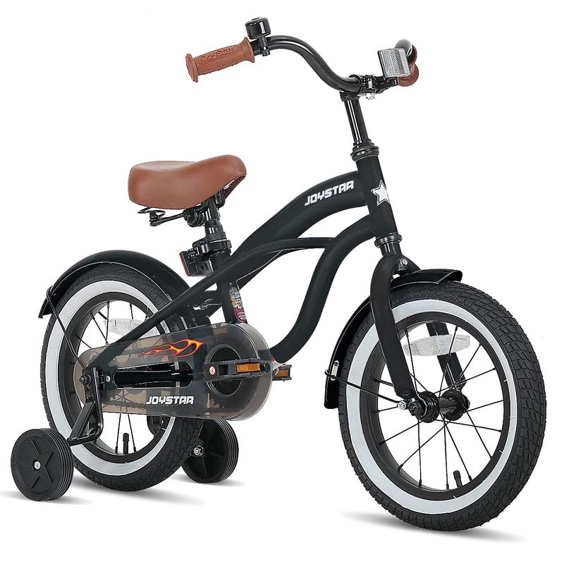 JOYSTAR 14 Inch Kids Bike with Training Wheels for Ages 3-5 Years Old Girls Boys Bikes Toddler Bike Beach Cruiser Kids Bicycle Black - Image 1